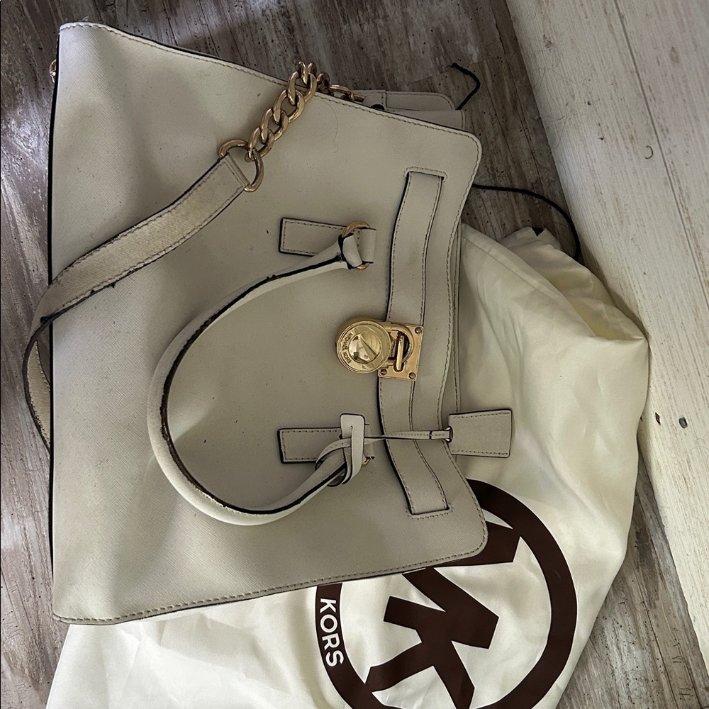 Michael Kors Beige Tote with Gold Hardware